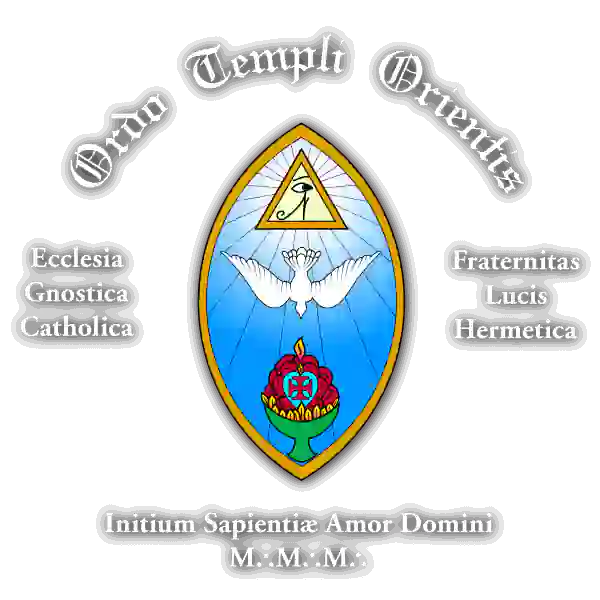 Brasão da Ordo Templi Orientis: Mysteria Mystica Maxima e Fraternitas Lucis Hermeticae e Ecclesia Gnostica Catholica, com o nome Seção Nacional Brasileira abaixo